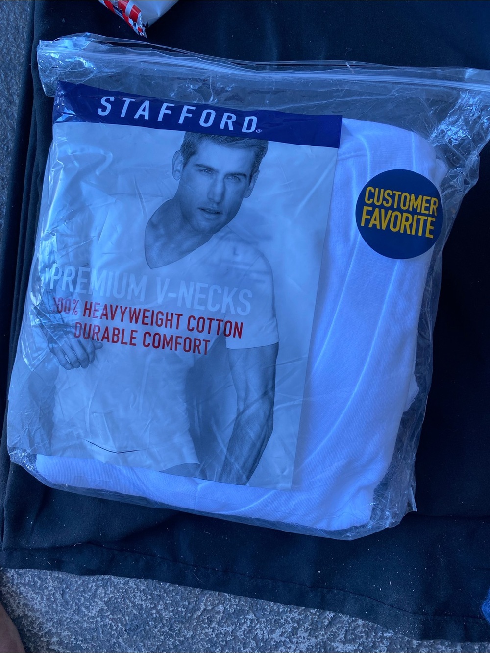 Stafford White Men's Premium V-Neck Short Sleeve Shirt